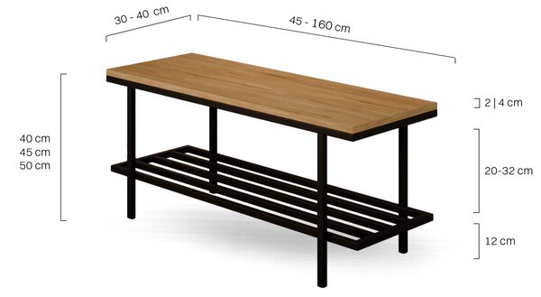 Ławka Industrialna Drewno Dębowe - Oak Crest WOOD