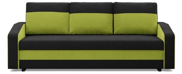 Kanapa z funkcjÄ spania, mikrofaza, AURELO, 220x92x92 cm, czarny, zielony | TYLETEGOTU