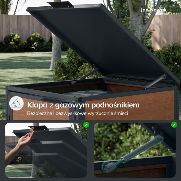 Zabudowa śmietnikowa 240L jednokomorowa, antracyt - orzech
