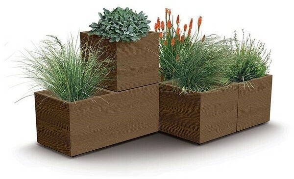 Doniczka MADERA SQUARE ECO WOOD 28,8 cm, brązowy, S