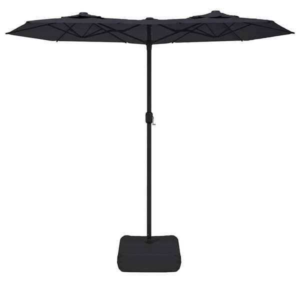 Podwójny parasol ogrodowy, czarny, 316x145 cm