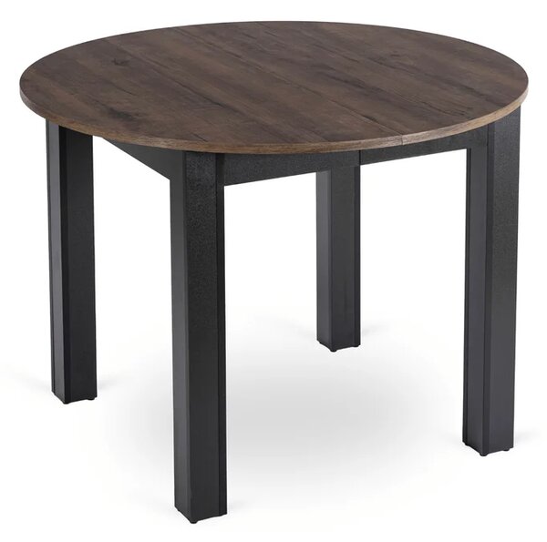 Stół Okrągły Rozkładany HARRY 102-142 cm Orzech/Czarny Nowoczesny Loft