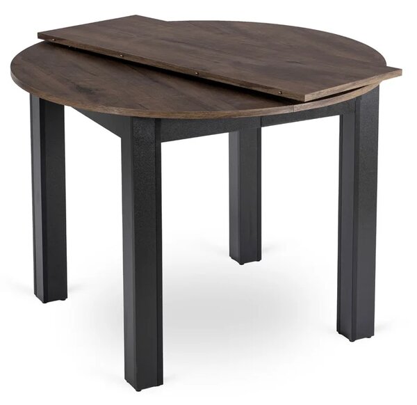 Stół Okrągły Rozkładany HARRY 102-142 cm Orzech/Czarny Nowoczesny Loft