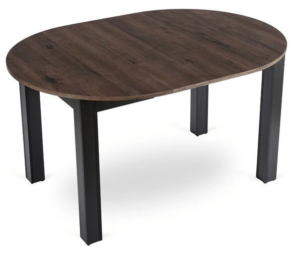 Stół Okrągły Rozkładany HARRY 102-142 cm Orzech/Czarny Nowoczesny Loft