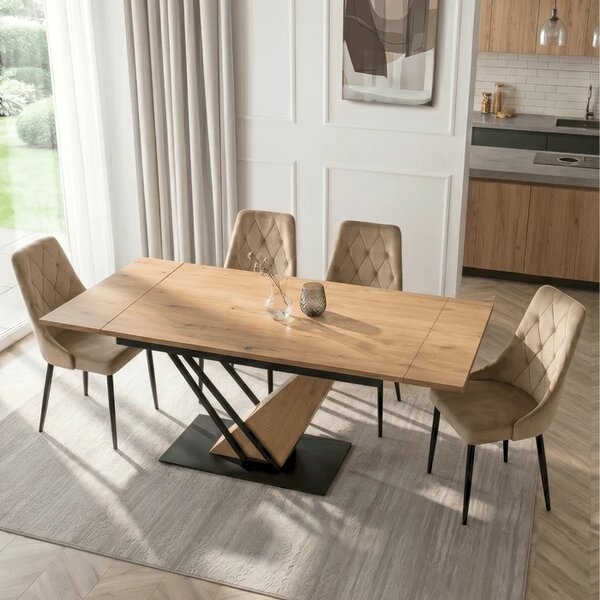 Stół Rozkładany Prostokątny REX 160-220 cm Dąb/Czarny Loft