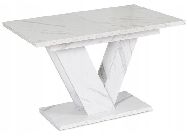 Stół Prostokątny Rozkładany CLARK 120-160 cm Biały Marmur Glamour