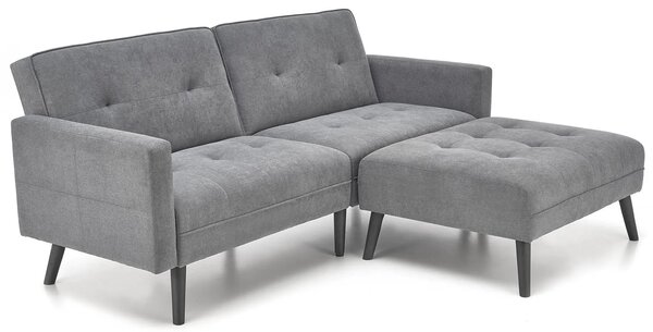 Popielata sofa rozkładana z podnóżkiem R2-G28
