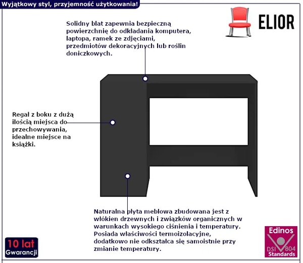Czarne Biurko Z Regałem Na Książki E4-L96