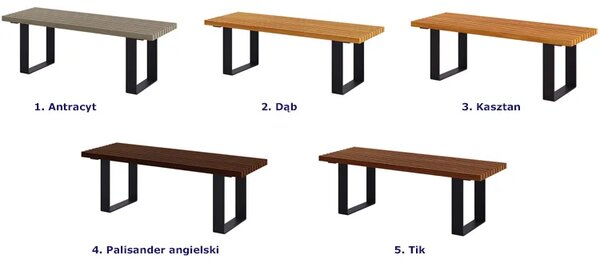 Antracytowa ławka ogrodowa bez oparcia 150cm W6-L64