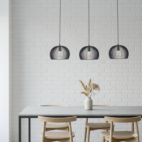 Lampa wisząca Jusra Lindby, możliwość ściemniania, czarny, salon / jadalnia, metal, nowoczesny
