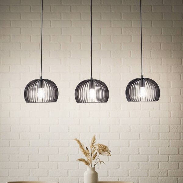 Lampa wisząca Jusra Lindby, możliwość ściemniania, czarny, salon / jadalnia, metal, nowoczesny