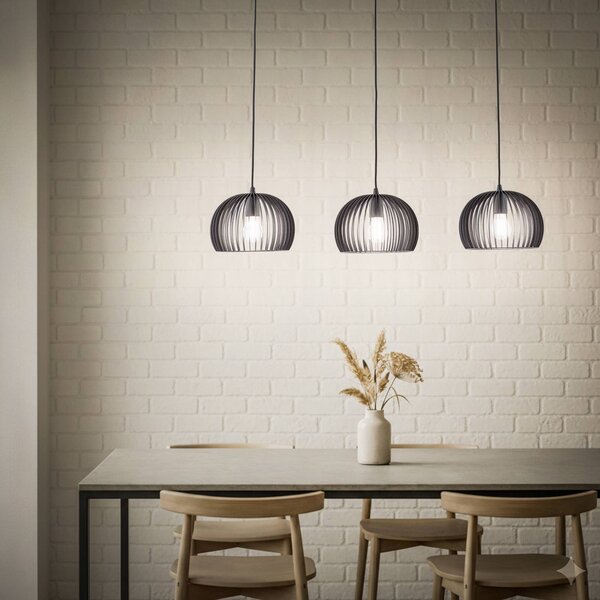 Lampa wisząca Jusra Lindby, możliwość ściemniania, czarny, salon / jadalnia, metal, nowoczesny