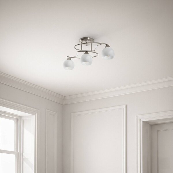 Lampa sufitowa Svean Lindby, możliwość ściemniania, aluminiowy / szary / cynkowy, salon / jadalnia, szkło, nowoczesny