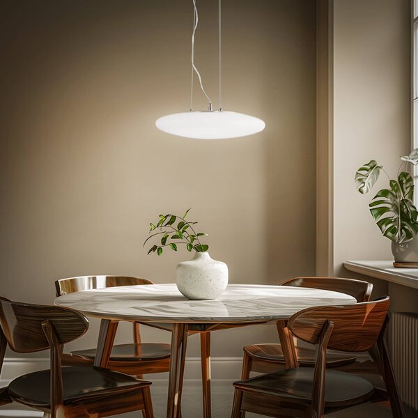Lampa wisząca szklana Gunda Lindby, możliwość ściemniania, biały / opal, salon / jadalnia, szkło, nowoczesny