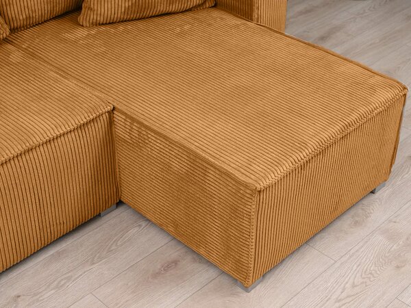 Rozkładana narożna sofa SMART COSARO musztardowa, dwustronna + 2 poduszki GRATIS