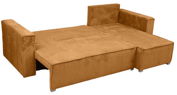 Rozkładana narożna sofa SMART COSARO musztardowa, dwustronna + 2 poduszki GRATIS
