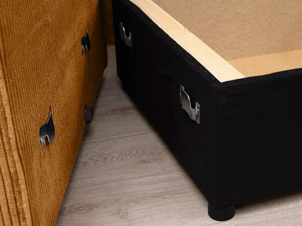 Rozkładana narożna sofa SMART COSARO musztardowa, dwustronna + 2 poduszki GRATIS