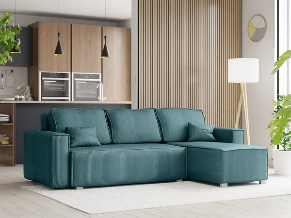 Rozkładana narożna sofa SMART COSARO petrolowa, dwustronna + 2 poduszki GRATIS