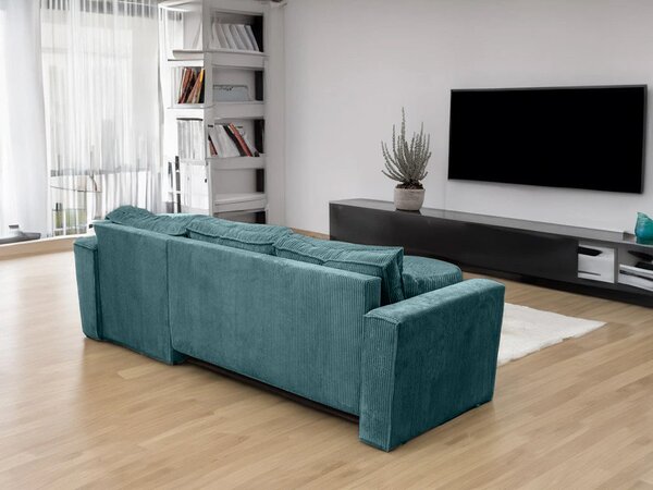Rozkładana narożna sofa SMART COSARO petrolowa, dwustronna + 2 poduszki GRATIS