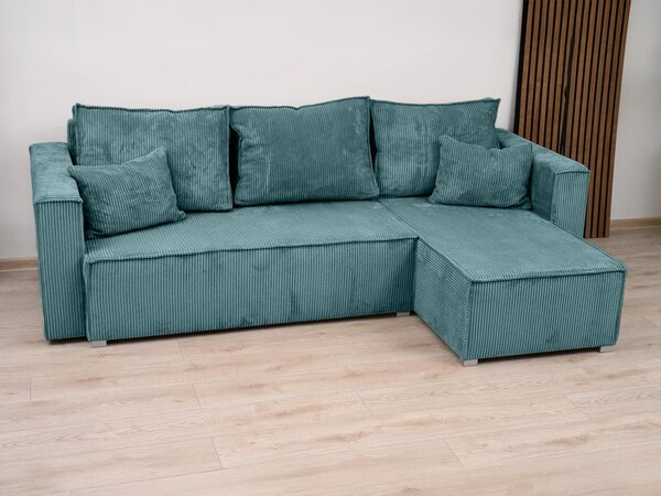 Rozkładana narożna sofa SMART COSARO petrolowa, dwustronna + 2 poduszki GRATIS