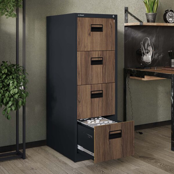 Szafa kartotekowa metalowa z 4 szufladami antracytowa/orzech, 460x1320x620 mm: SARA Eco Design