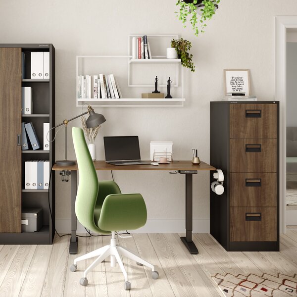 Szafa kartotekowa metalowa z 4 szufladami antracytowa/orzech, 460x1320x620 mm: SARA Eco Design