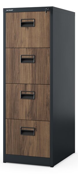 Szafa kartotekowa metalowa z 4 szufladami antracytowa/orzech, 460x1320x620 mm: SARA Eco Design