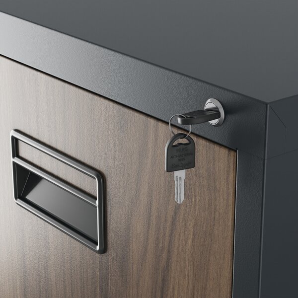 Szafa kartotekowa metalowa z 4 szufladami antracytowa/orzech, 460x1320x620 mm: SARA Eco Design