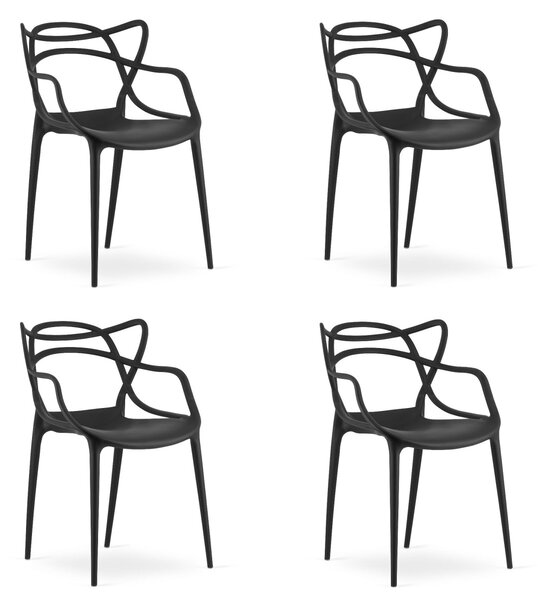 Zestaw 4 krzeseł plastikowych KATO, czarny