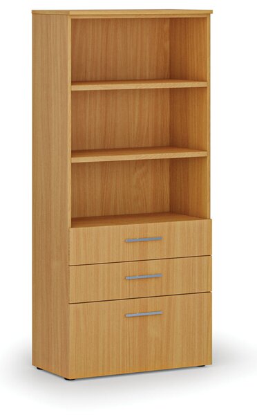 Szafa biurowa z kombinowanymi szufladami PRIMO WOOD, 800 x 420 x 1781 mm, buk