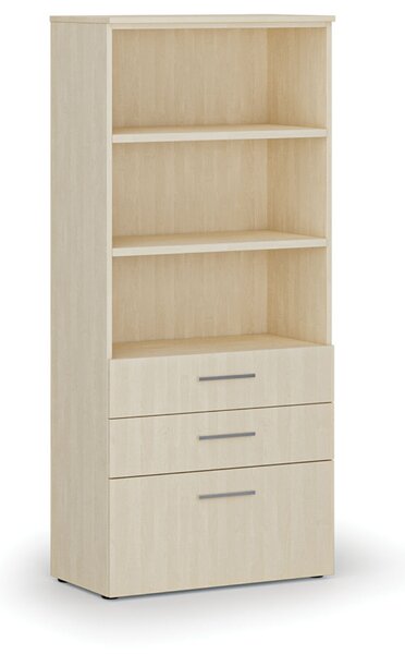 Szafa biurowa z kombinowanymi szufladami PRIMO WOOD, 800 x 420 x 1781 mm, brzoza