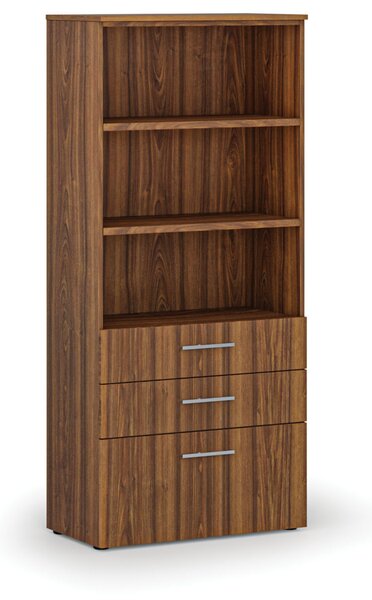 Szafa biurowa z kombinowanymi szufladami PRIMO WOOD, 800 x 420 x 1781 mm, orzech
