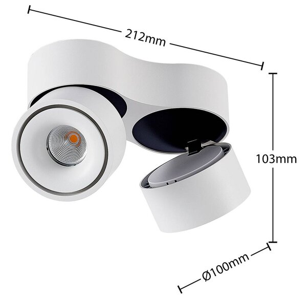 Arcchio reflektor sufitowy LED Rotari, biały, 2-punktowa, 2270lm Rotari Arcchio, możliwość ściemniania, biały / opal, przedpokój, aluminium, nowoczesny