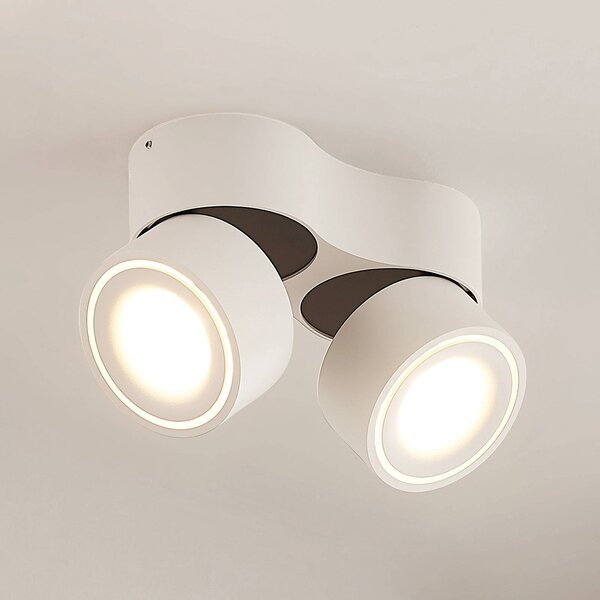 Arcchio reflektor sufitowy LED Rotari, biały, 2-punktowa, 2270lm Rotari Arcchio, możliwość ściemniania, biały / opal, przedpokój, aluminium, nowoczesny