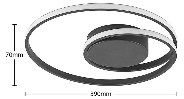 Lampa sufitowa LED Youna Lindby, możliwość ściemniania, czarny, salon / jadalnia, metal, nowoczesny