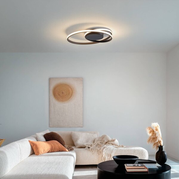 Lampa sufitowa LED Youna Lindby, możliwość ściemniania, czarny, salon / jadalnia, metal, nowoczesny