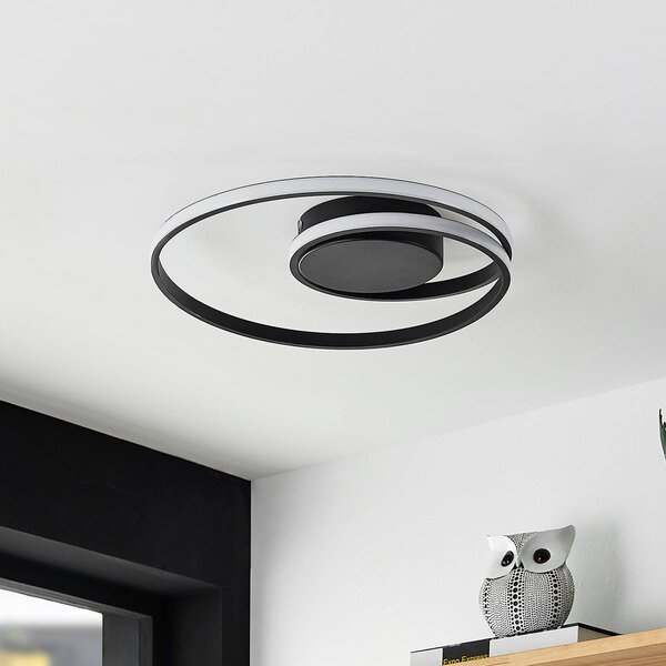 Lampa sufitowa LED Youna Lindby, możliwość ściemniania, czarny, salon / jadalnia, metal, nowoczesny