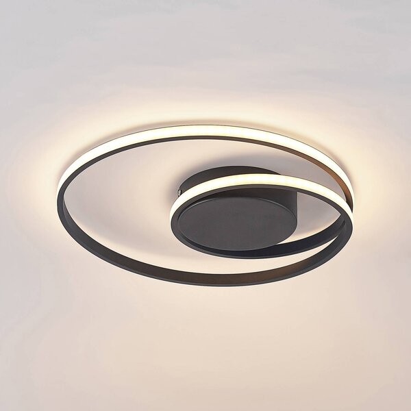 Lampa sufitowa LED Youna Lindby, możliwość ściemniania, czarny, salon / jadalnia, metal, nowoczesny