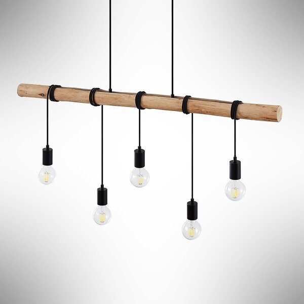 Lampa wisząca Rom Lindby, możliwość ściemniania, jasne drewno, salon / jadalnia, drewno, nowoczesny