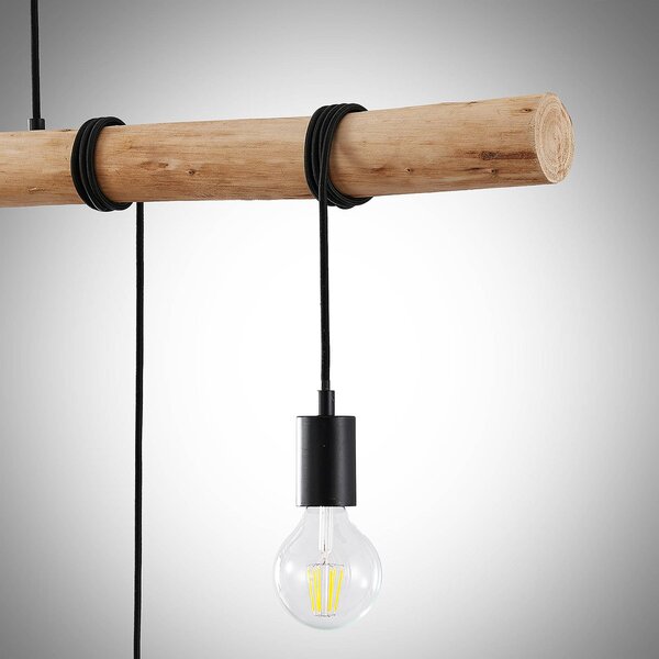 Lampa wisząca Rom Lindby, możliwość ściemniania, jasne drewno, salon / jadalnia, drewno, nowoczesny