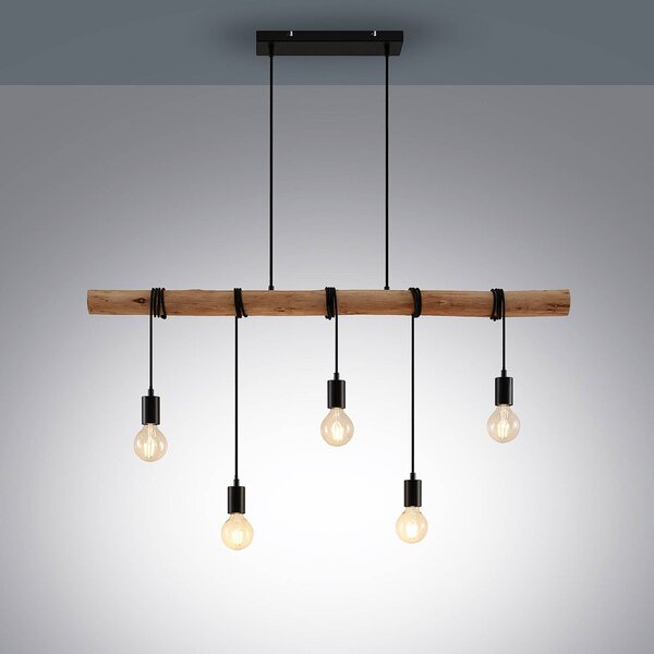 Lampa wisząca Rom Lindby, możliwość ściemniania, jasne drewno, salon / jadalnia, drewno, nowoczesny