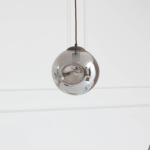 Lampa wisząca szklana Valentina Lindby, możliwość ściemniania, aluminiowy / szary / cynkowy, salon / jadalnia, szkło, design