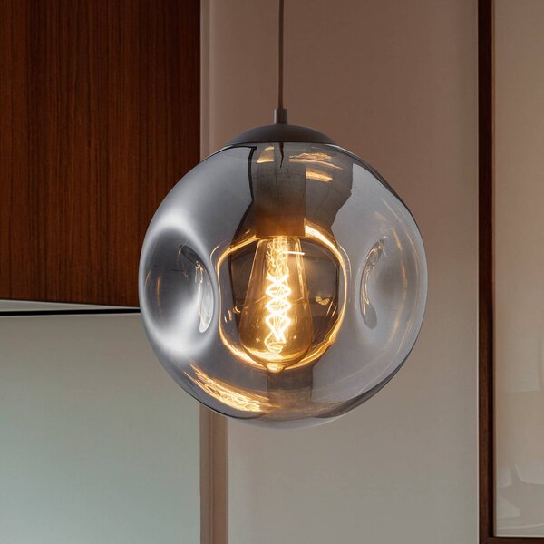 Lampa wisząca szklana Valentina Lindby, możliwość ściemniania, aluminiowy / szary / cynkowy, salon / jadalnia, szkło, design