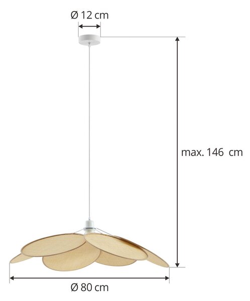 Lampa wisząca Astraia Lindby, możliwość ściemniania, kremowy / amber, salon / jadalnia, tkanina / materiał / jedwab, dworkowy / rustykalny