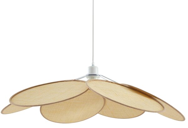 Lampa wisząca Astraia Lindby, możliwość ściemniania, kremowy / amber, salon / jadalnia, tkanina / materiał / jedwab, dworkowy / rustykalny