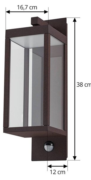 Lampa zewnętrzna z czujnikiem ruchu Ferdinand Lucande, brązowy / rdzawy, aluminium, nowoczesny