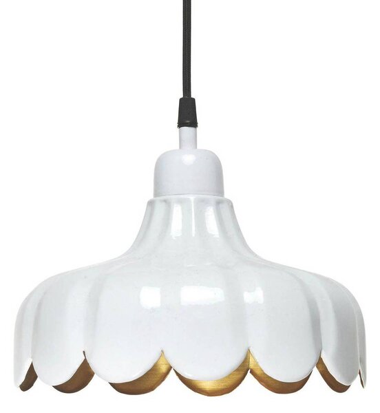 PR Home lampa wisząca Wells Small, biały/złoty, Ø 24 cm, wtyczka