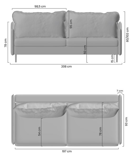 Kanapa z funkcją spania Movani - beżowa plecionka Loft 01 / czarne nogi