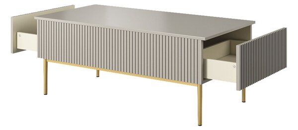 Stolik kawowy Nicole 120 cm z szufladami - kaszmir / złote nóżki