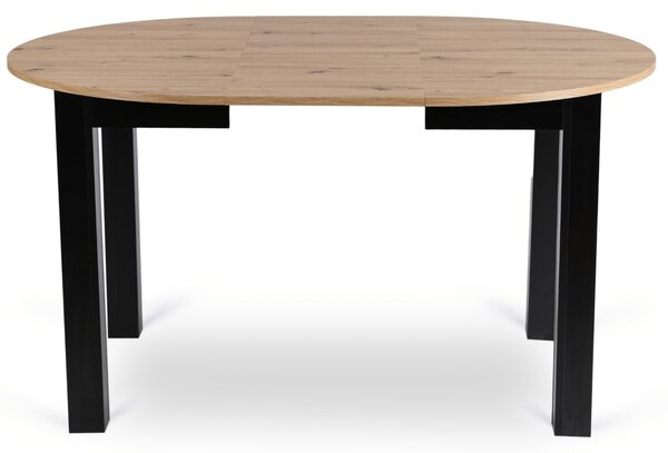 Zestaw Stół Okrągły Rozkładany HARRY 102-142 cm Dąb Artisan/Czarny i 4 Krzesła Tapicerowane CHRIS Szare Nowoczesne